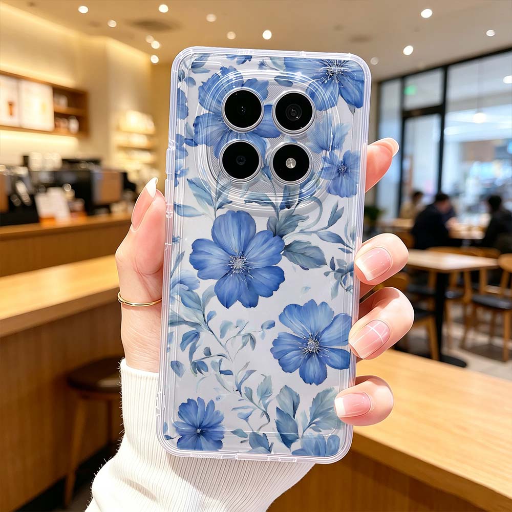 Xiaomi Poco X6 - 블루 수채화 꽃무늬 샤오미 POCO X7